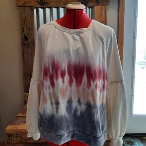 Tie dye balloon sleeve sweatshirt XXL Knox Rose
